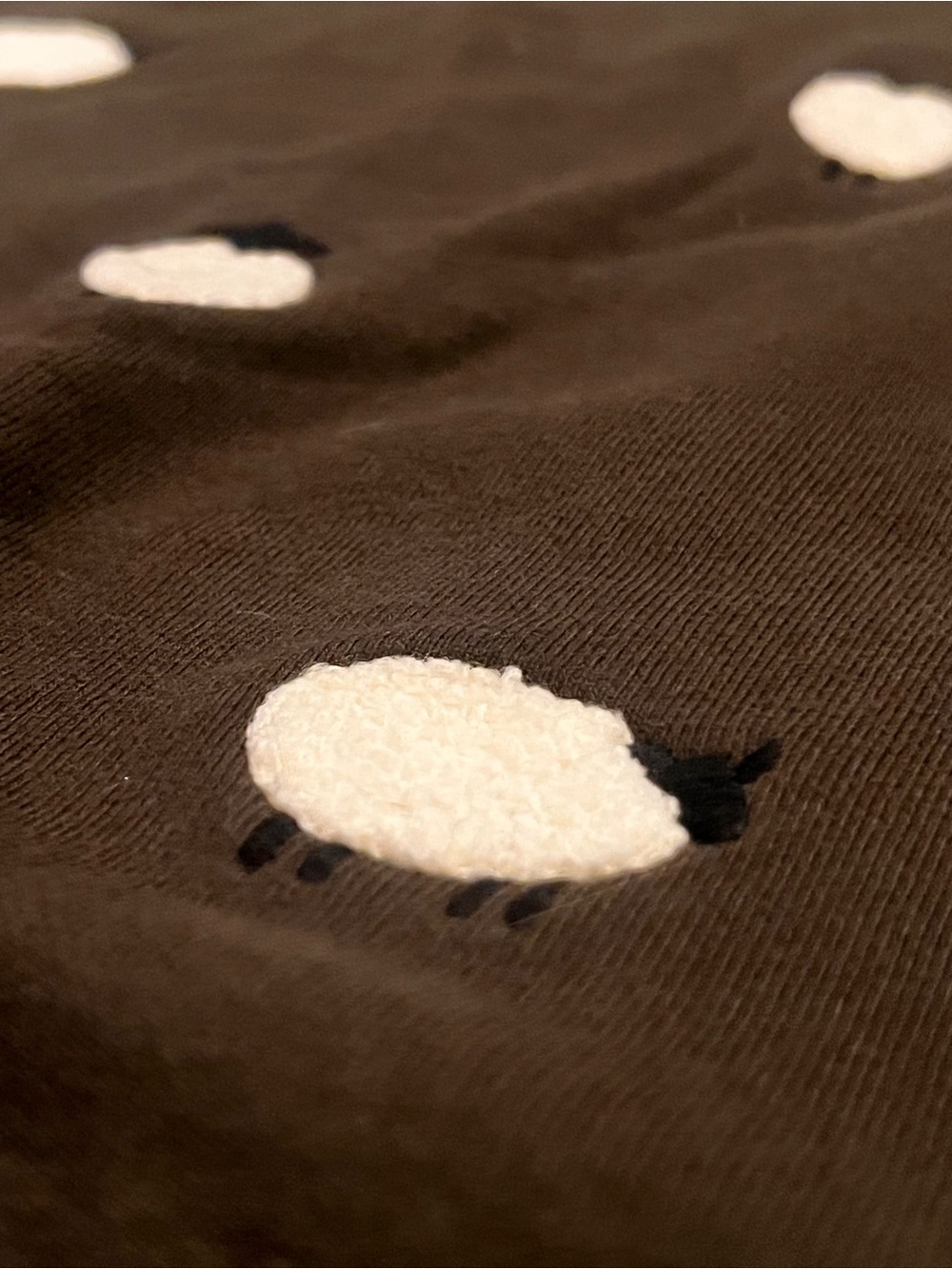 Talbots Sheep Embroidered Crew Sweater Pullover Quirky Boucle Fun Cozy Olive - Picture 6 of 13